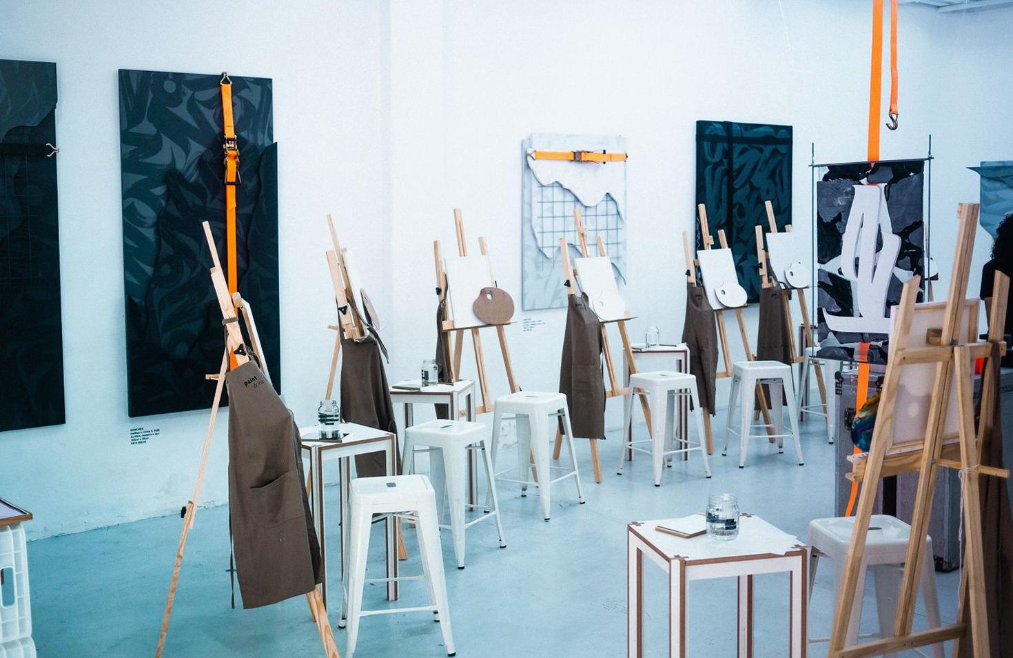 Professional art supplies and easels