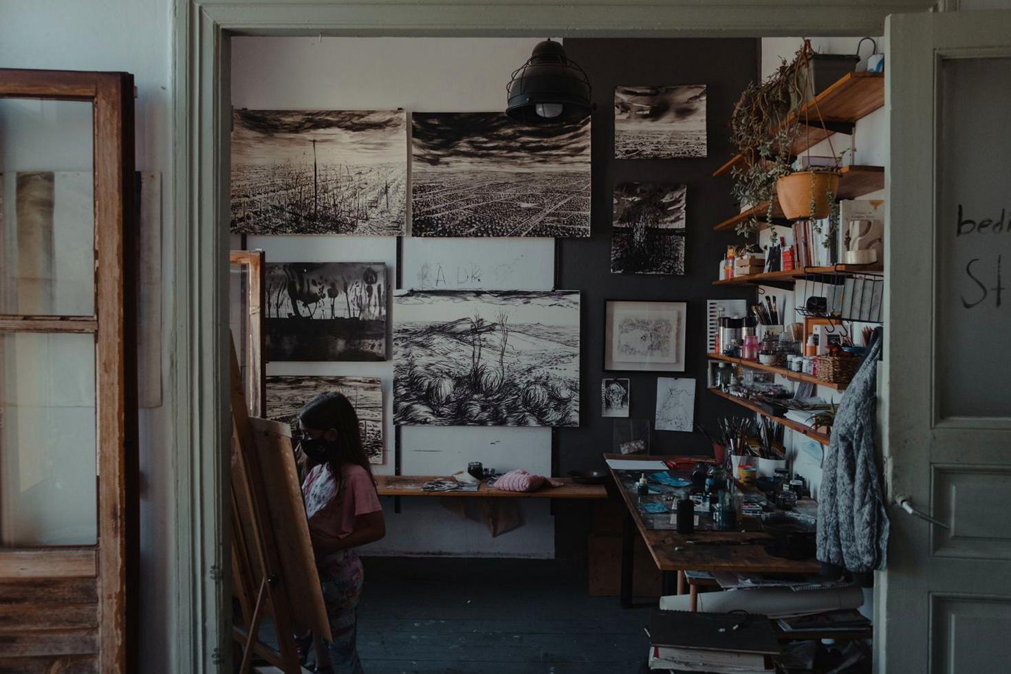 Young artist painting